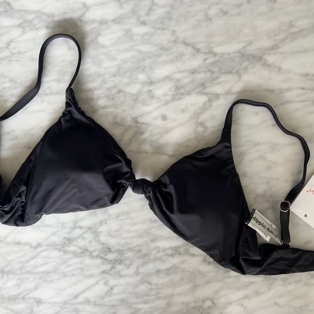 New Dippin’ Daisy’s Zen Knotted Triangle Bikini Top - Black, Medium